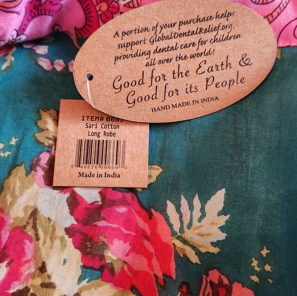 NEW Art Studio Company Sari Boho Patchwork 100% Cotton Robe One Size - Picture 7 of 8